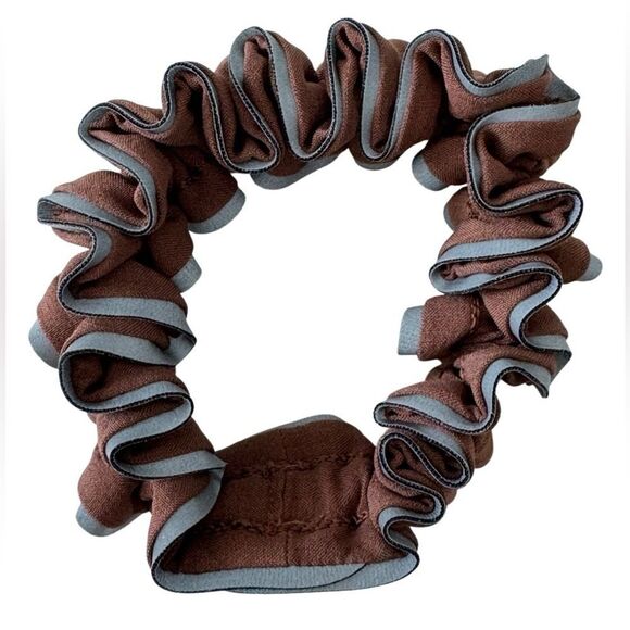 Lululemon Light Locks Scrunchie Skinny Brown and Silver Reflective Edging - Picture 2 of 6